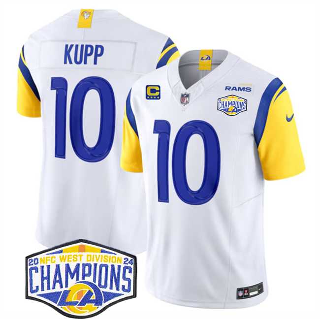 Men's Los Angeles Rams #10 Cooper Kupp White 2024 NFC West Champions With 4-Star C Patch F.U.S.E. Vapor Untouchable Stitched Jersey,We sell and wholesale Men's Los Angeles Rams #10 Cooper Kupp White 2024 NFC West Champions With 4-Star C Patch F.U.S.E. Vapor Untouchable Stitched Jersey on line form chian!
